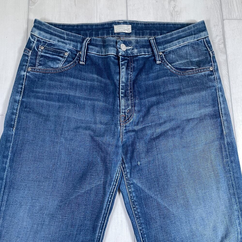 MOTHER Blue Flared Wide-Leg Jeans - Picture 2 of 16